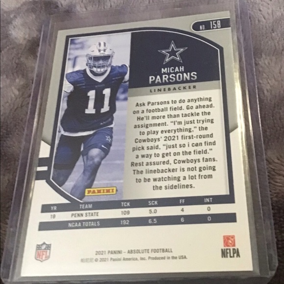 Micah Parsons 2021 Panini Absolute Football Rookie Card Dallas Cowboys - Picture 2 of 2